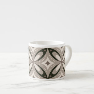 Tasse Expresso Formes circulaires rétro beige et marron