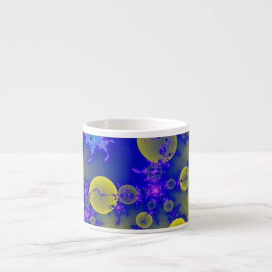 Tasse Expresso fractale bleue et jaune (Devant)