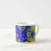 Tasse Expresso fractale bleue et jaune (Devant droit)