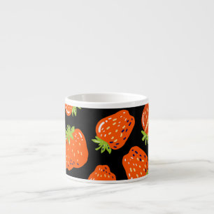 Tasse Expresso Fraises Noir : Texture Vintage sans fil
