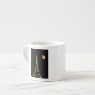 Tasse Expresso France, Paris. Tour Eiffel la nuit avec