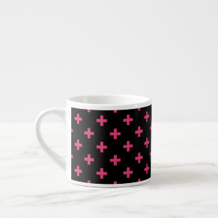 Tasse Expresso Fuchsia polka croise sur noir