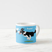 Tasse Expresso Funny Border Collie chien en course dessin animé (Devant droit)