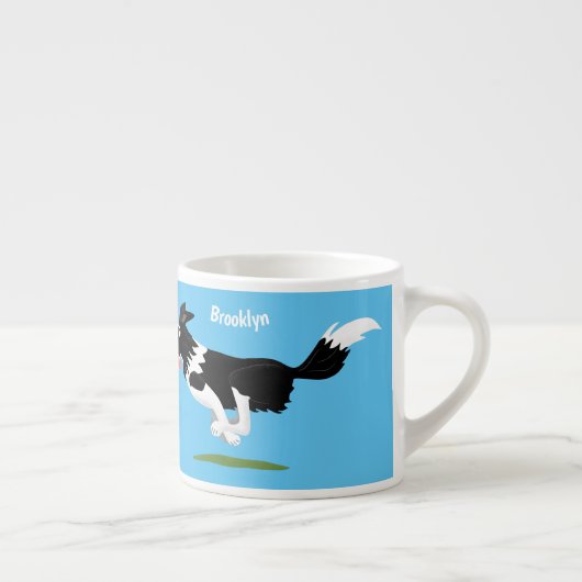 Tasse Expresso Funny Border Collie chien en course dessin animé (Droite)