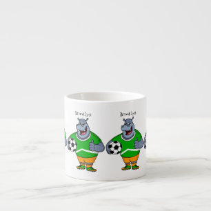 Tasse Expresso Funny hippo soccer player cartoon illustration