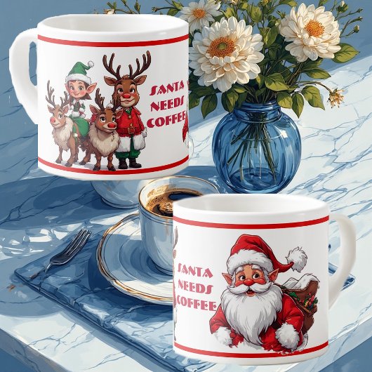 Tasse Expresso Funny Santa Needs Coffee Humorous Christmas Coffee