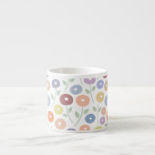 Tasse Expresso Fuzzy Flower Pattern Pastels on White (Devant)