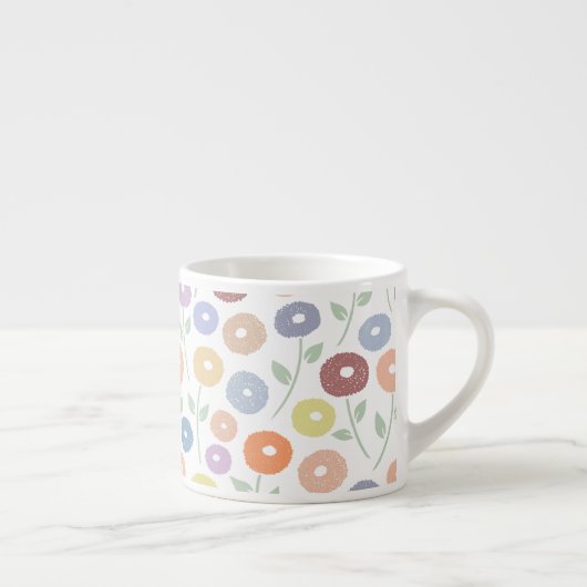 Tasse Expresso Fuzzy Flower Pattern Pastels on White (Droite)