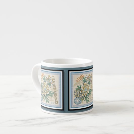 Tasse Expresso G Bureau de création fleurs jaunes (Devant gauche)
