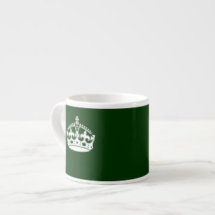 Tasse Expresso Gardez le calme de la couronne sur le décor vert d
