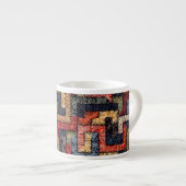Tasse Expresso Géométrie brodée, texture ethnique (Devant droit)