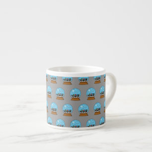 Tasse Expresso Globe des neiges avec trois Chouettes Gnomes