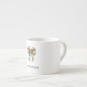 Tasse Expresso Gold Cream Green Bow Nom personnalisé (Devant droit)
