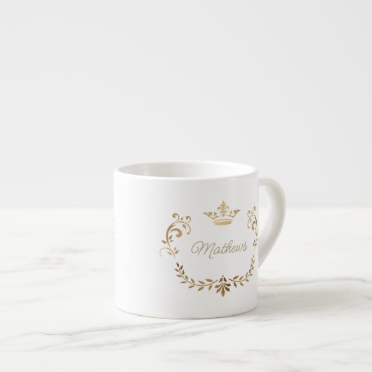Tasse Expresso Gold Crown Crest Personnalisé Espresso Cup (Devant droit)
