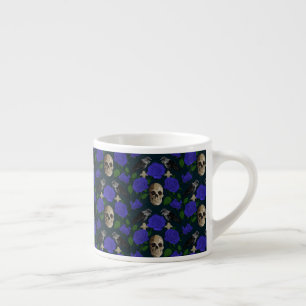 Tasse Expresso Gothique foncé Grungy Vins Roses Corbeau bleu crân