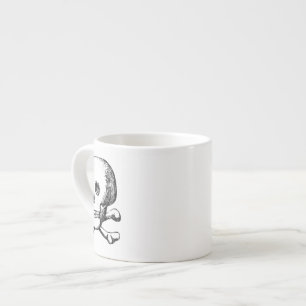 Tasse Expresso Graphisme crâne et os croisés vintage