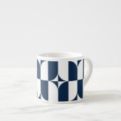 Tasse Expresso Gras Bleu et blanc Mid-Century moderne géométrique (Devant droit)