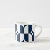 Tasse Expresso Gras Bleu et blanc Mid-Century moderne géométrique (Droite)