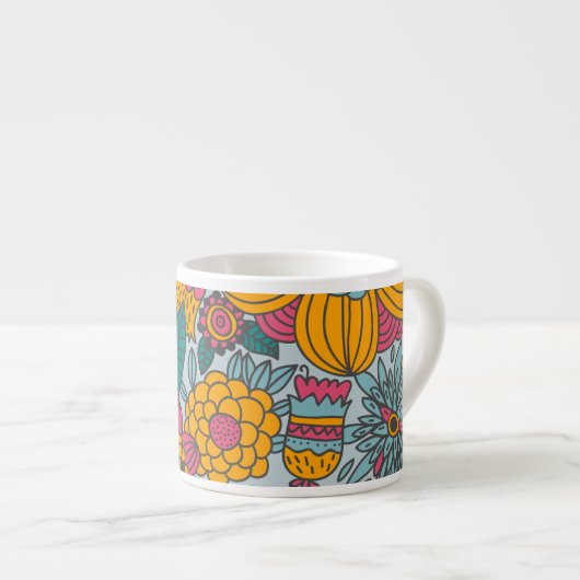 Tasse Expresso Gras Floral et vignes (Devant droit)