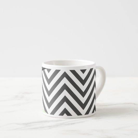 Tasse Expresso Gray Zigzag, Gray Chevron, Zigzag Pattern, Mint (Devant droit)