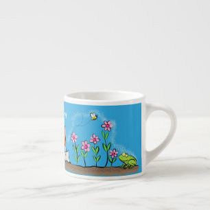 Tasse Expresso Grenouille mignonne et abeille dans le jardin dess