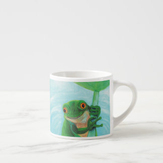 Tasse Expresso Grenouille verte sous Pad Lily