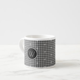 Tasse Expresso Gris avec Houndstooth Accent Argent Bouge de spéc