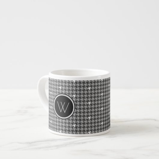 Tasse Expresso Gris avec Houndstooth Accent Argent Bouge de spéci (Devant gauche)