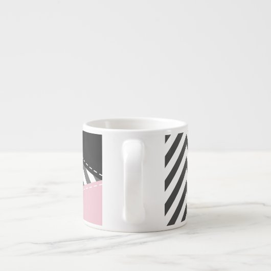 Tasse Expresso Gris Zigzag, Gris Chevron, Motif Zigzag, Rose (Dos)