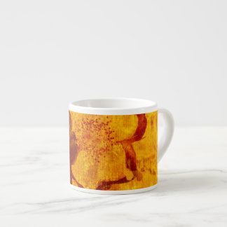 Tasse Expresso Grunge de fleurs jaune rouge art graphique numériq