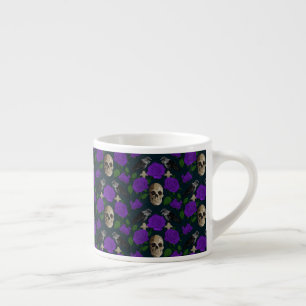 Tasse Expresso Grungy gothique foncé Vins Roses Corbeau crâne vio