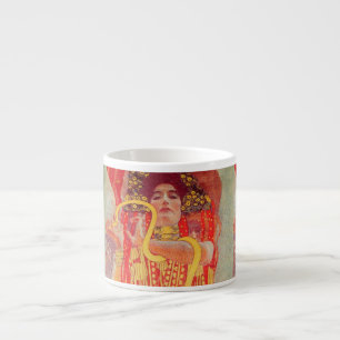 Tasse Expresso Gustav Klimt Femme Rouge Peinture de Serpent en Or