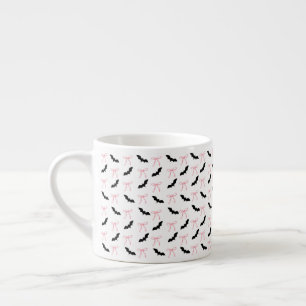 Tasse Expresso halloween Coquette arc rose et chauves-souris