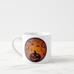 Tasse Expresso Halloween Jack-o'-lantern citrouille visage et ara