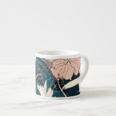 Tasse Expresso Hibiscus rose tropical, arrière - plan sombre (Devant droit)