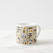 Tasse Expresso Hiéroglyphes égyptiens : Jaune-Noir Sans Seamless. (Devant droit)
