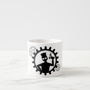 Tasse Expresso Homme Steampunk Tenant Un Arme À Feu Dans L'Équipe