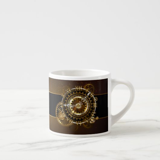 Tasse Expresso Horloge Steampunk avec des engrenages anciens (Droite)