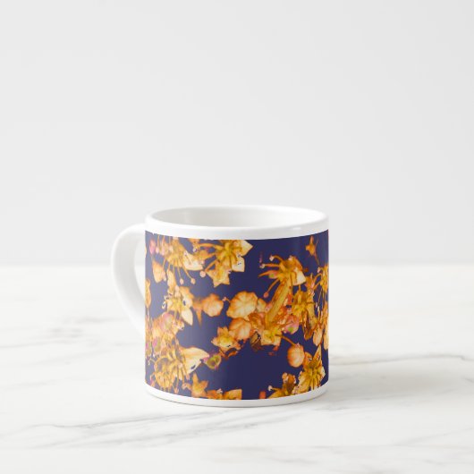 Tasse Expresso hydrangée orange et marine (Devant gauche)