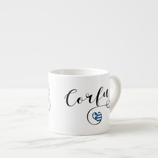 Tasse Expresso I Heart Corfu, drapeau grec, Kerkyra (Devant droit)