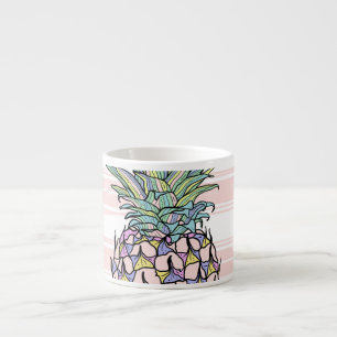 Tasse Expresso Illustration colorée d'ananas vintage.