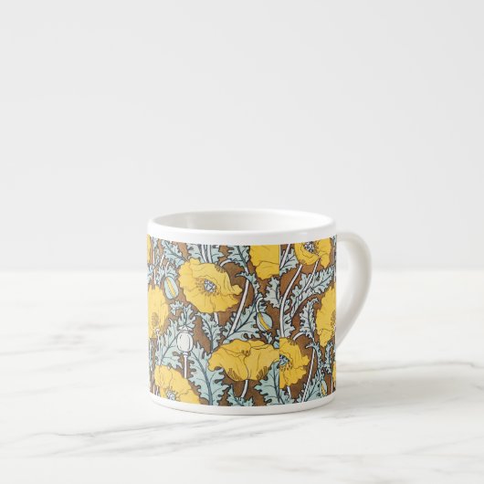 Tasse Expresso illustration d'art pavot fleur jaune (Devant droit)