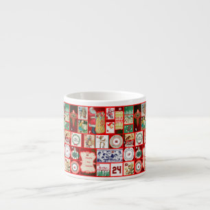 Tasse Expresso Illustration de bloc de Noël carré d'Avent Art