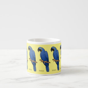 Tasse Expresso illustration de dessin animé d'oiseau ara hyacinth