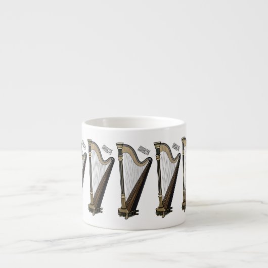 Tasse Expresso Illustration de dessin animé sur la harpe (Devant)