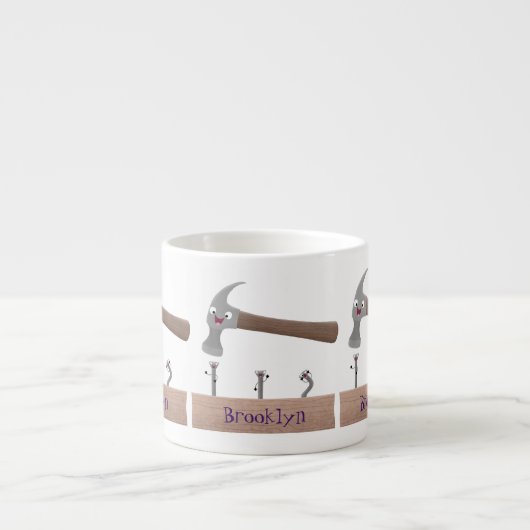 Tasse Expresso Illustration de dessin mignon, marteau et ongles (Devant)