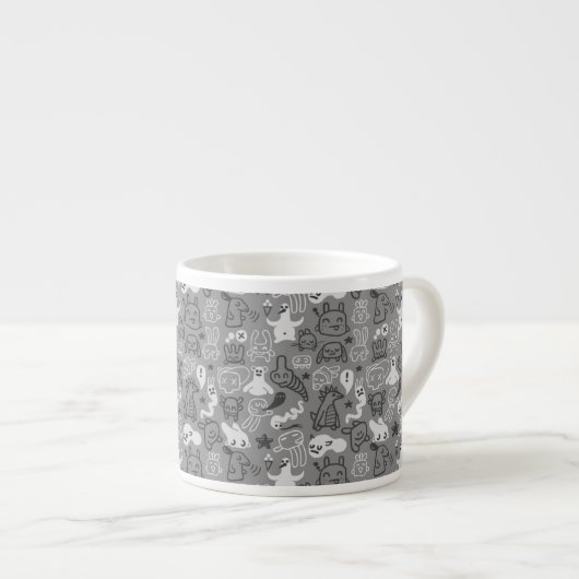 Tasse Expresso illustration de motif de griffonnages (Devant droit)