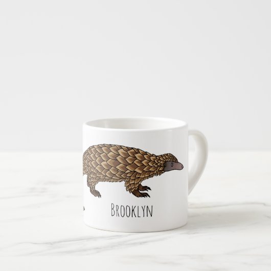Tasse Expresso Illustration de pangolin à queue longue (Devant droit)