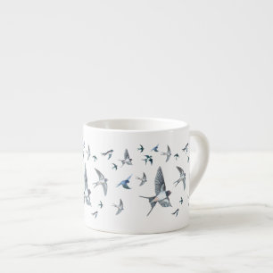 Tasse Expresso Illustration des oiseaux hirondelles en vol