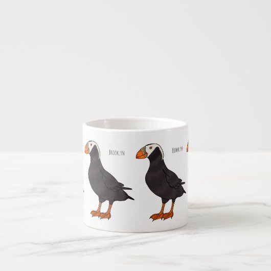 Tasse Expresso Illustration d'oiseau bouffon touffu (Devant)